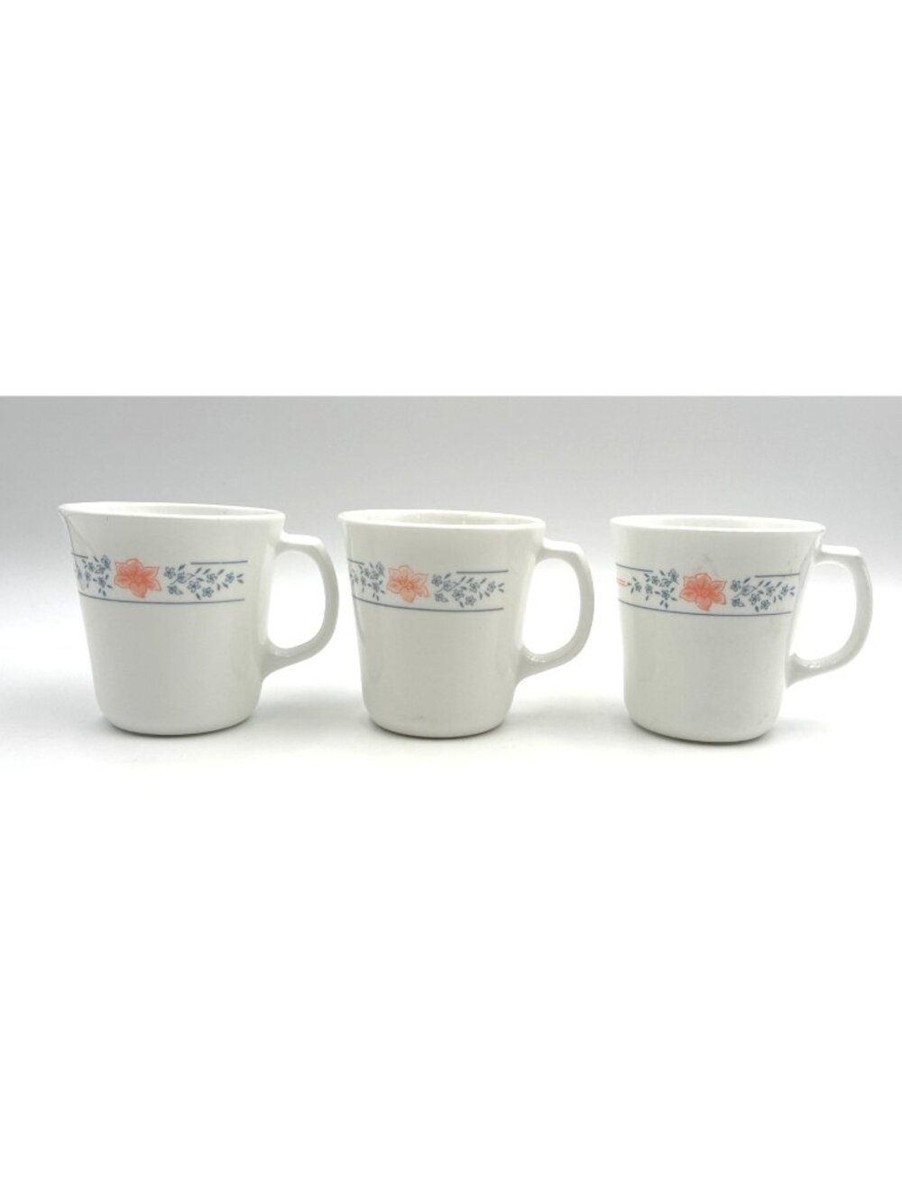 Set Of 3 Corelle Apricot Grove Mugs Cups Peach Orange Floral Design